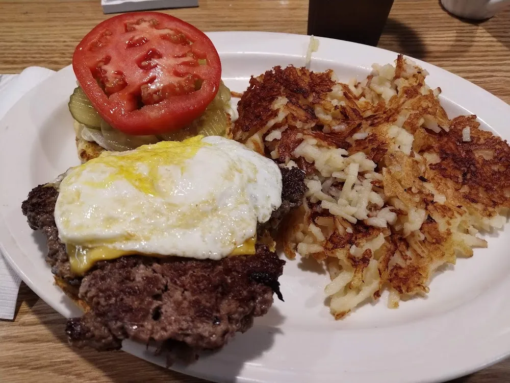 Burger with Works Plus Egg